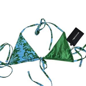 New Pretty Little Thing Green Blue Triangle Bikini Top Womens Size 12